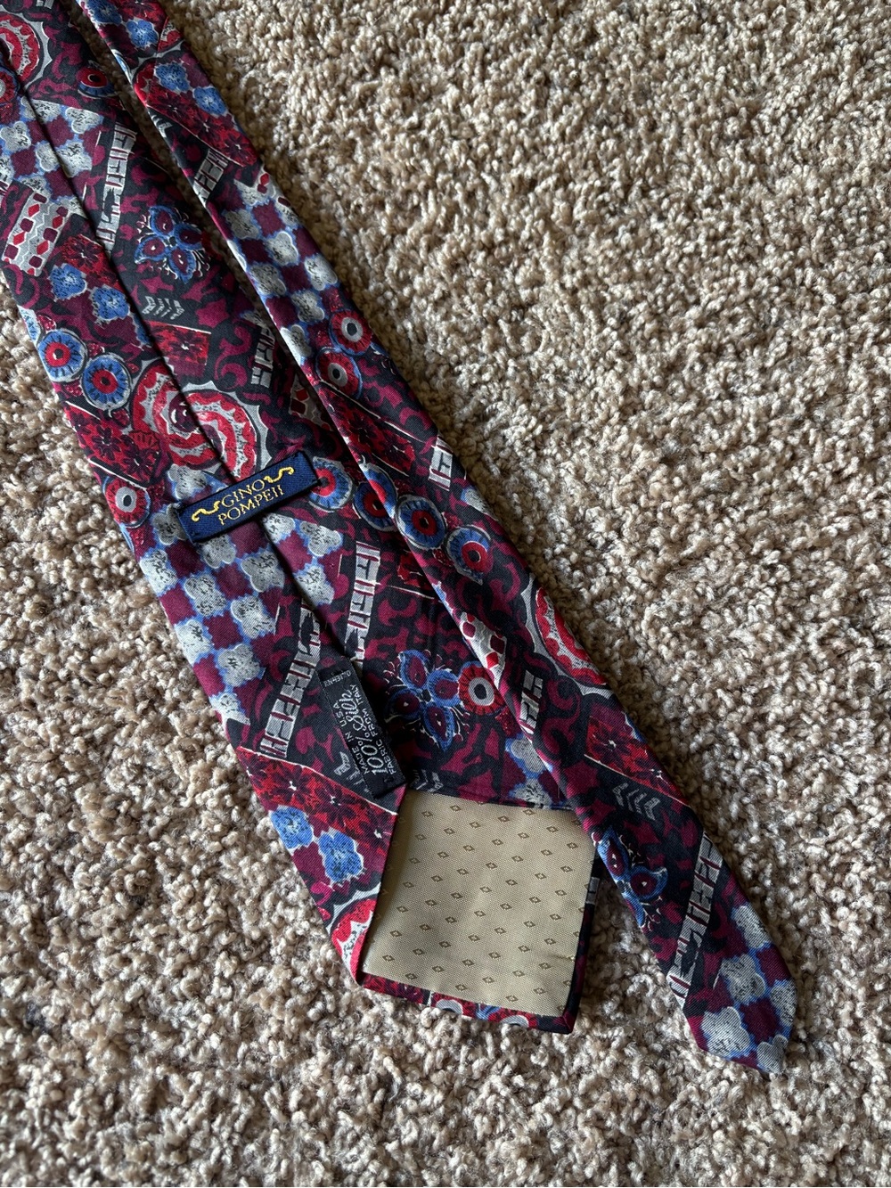Vintage 80s 100% Silk Gino Pompeii Tie